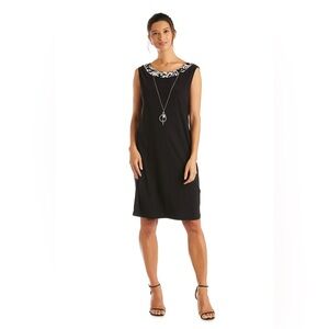 R&M Richards Women's Black Shift Dress with Removable necklace
